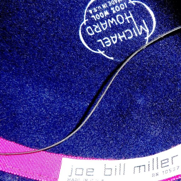 Sexy Michael Howard Navy Wool Hat with 2 types Feathers, Netting, Satin Band Ele - Picture 4 of 4